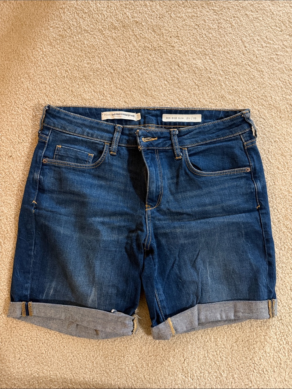 Pilcro and the Letterpress Anthro exclusive denim cuffed shorts 29 mid-rise slim